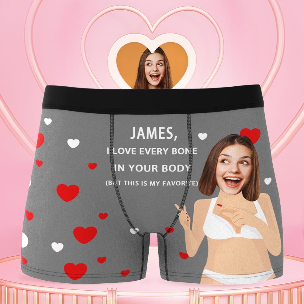 Green personalised photo boxer shorts with custom face print – quirky anniversary gift for husband, novelty men's underwear