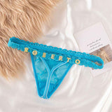 Custom Lace Thongs with Jewelry Crystal Letter Name Gift for Her