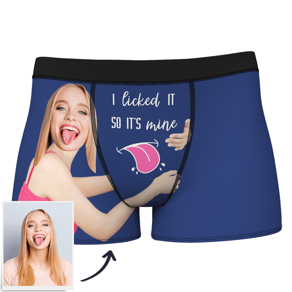 Personalised Face Boxers in black – custom face print boxer shorts with soft elastic waistband, vibrant fade-resistant print, perfect Valentine’s Day present for husband or boyfriend