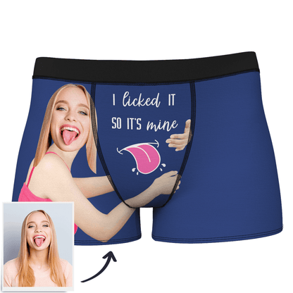 Personalised Face Boxers in black – custom face print boxer shorts with soft elastic waistband, vibrant fade-resistant print, perfect Valentine’s Day present for husband or boyfriend