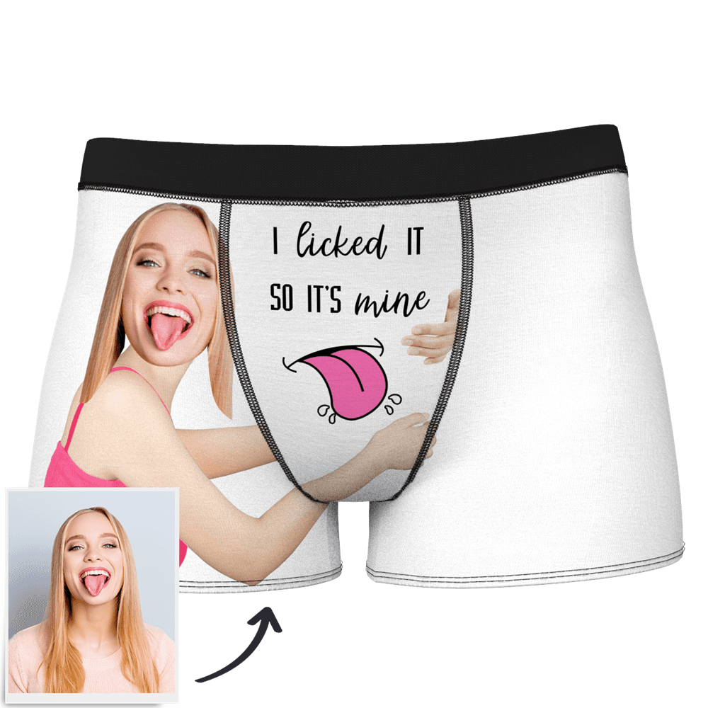 Personalised Face Boxers in white – customised photo boxers with seamless face cutout, soft 100% polyester fleece, ideal Valentine’s Day gift for him