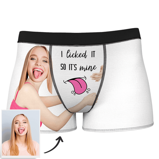 Personalised Face Boxers in white – customised photo boxers with seamless face cutout, soft 100% polyester fleece, ideal Valentine’s Day gift for him