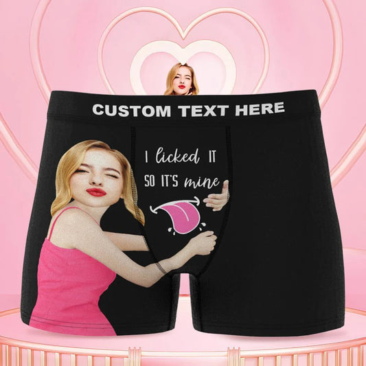 Personalised Face Boxers in white – customised photo boxers with seamless face cutout, soft 100% polyester fleece, ideal Valentine’s Day gift for him
