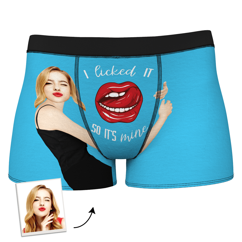 3D online preview of personalised girlfriend face boxer showing realistic photo print and fabric detail — custom underwear