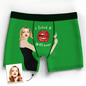 Grey personalised girlfriend face boxer featuring clear photo print and comfortable fabric — custom women's boxer, gift idea