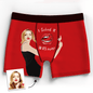 Blue personalised girlfriend face boxer with high-resolution face print and cheeky slogan — funny custom gift for her