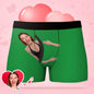 Model wearing Hug My Treasure personalised photo boxer briefs — a playful personalised photo gift for him, husband or dad