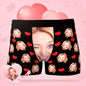 Personalised boxer briefs side view — custom love heart photo underwear showing colour option and stretch fit, comfortable elastic waistband, novelty gift for him or her