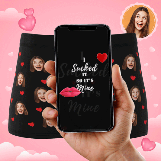 Personalised Funny Face Boxers with Custom Waistband Text — 'It's Mine' AR View Gift for Him