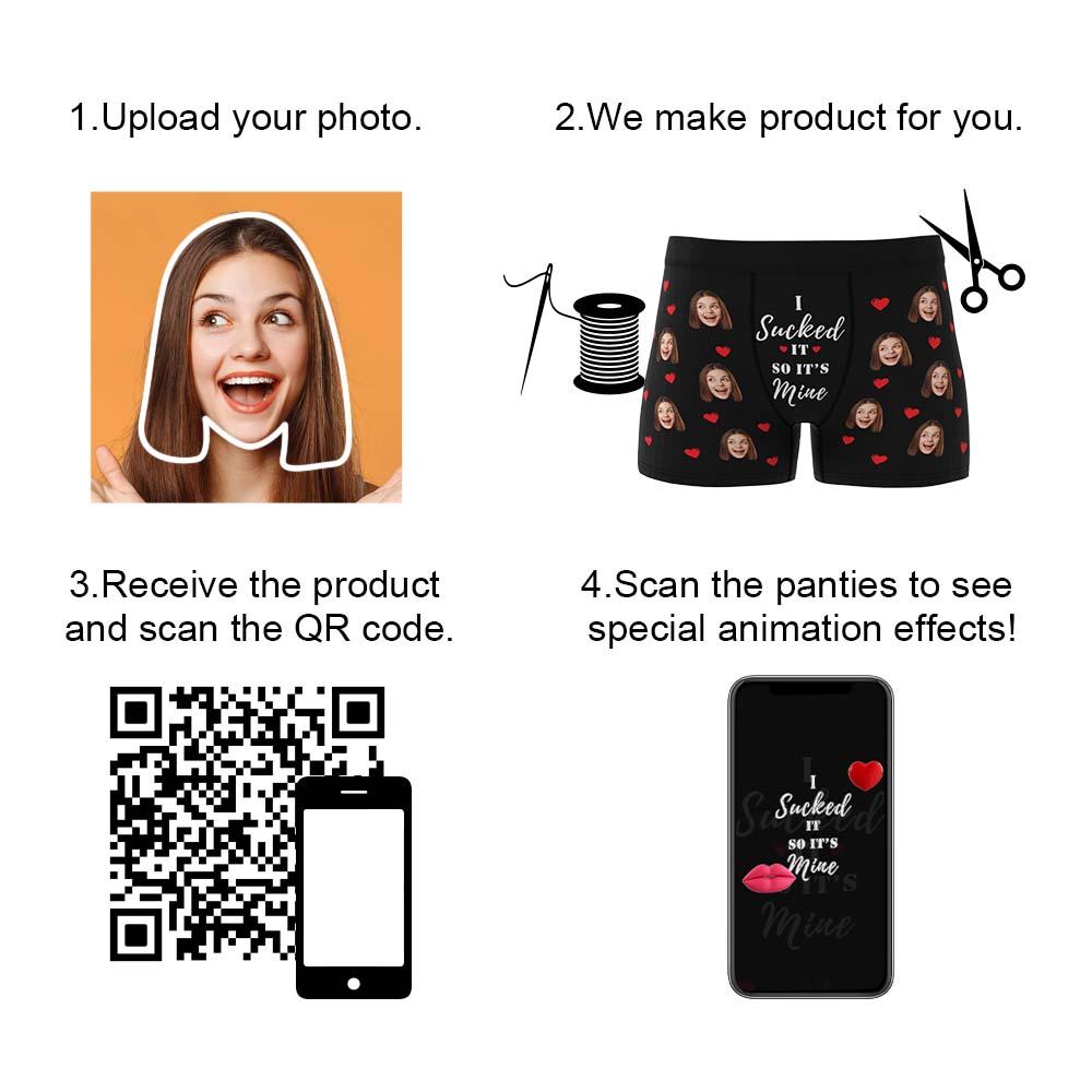Personalised Funny Face Boxers with Custom Waistband Text — 'It's Mine' AR View Gift for Him