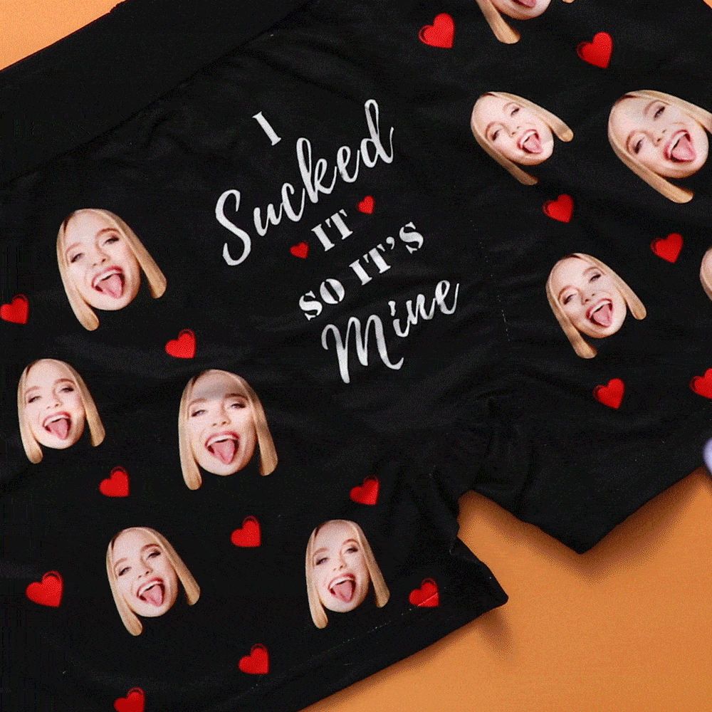 Personalised Funny Face Boxers with Custom Waistband Text — 'It's Mine' AR View Gift for Him