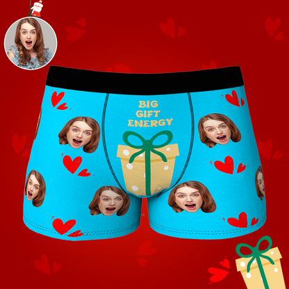 Red personalised boxer briefs flat image emphasising breathable, soft fabric (97% polyester, 3% spandex) — customised underwear