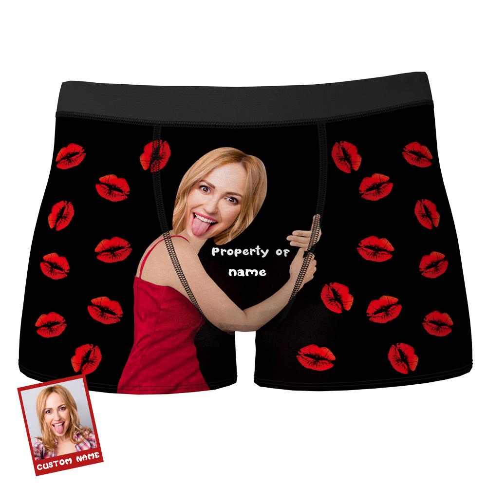 Personalised Red Lips Boxer Brief — Custom Face & Name Boxer Briefs