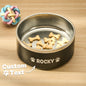 Personalised stainless steel dog bowl 32oz (950ml) with engraved name – front view of non-slip pet water dish