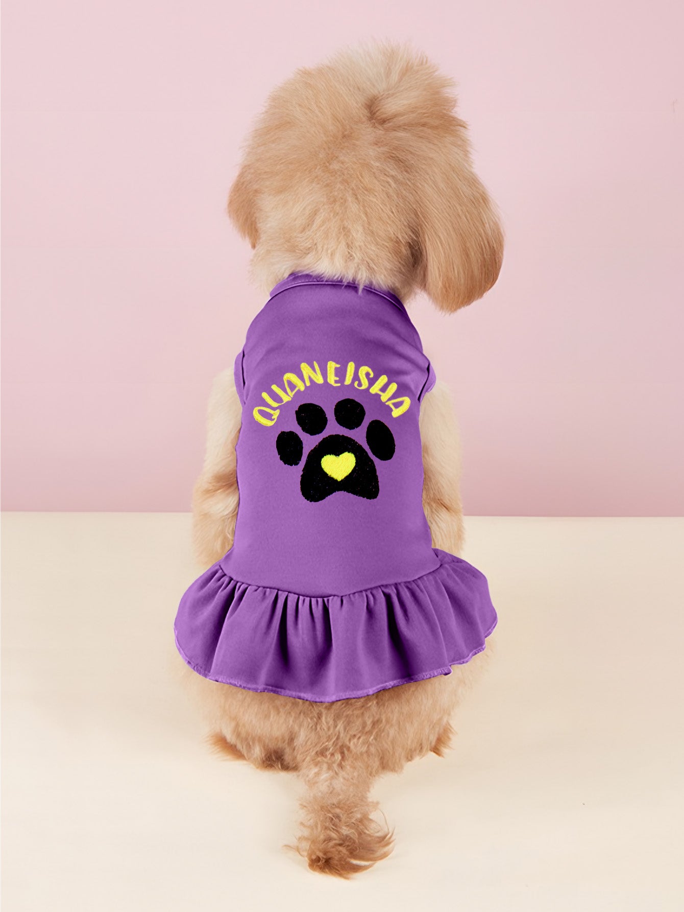 Size guide for personalised pet dress — measure neck, chest (girth) and back length before ordering to ensure correct fit