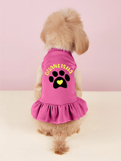 Personalised pet dress styled as a party outfit — ideal embroidered cotton dress for special occasions and celebrations