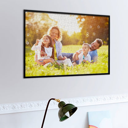 Size comparison of personalised photo jigsaw puzzles — available in 300 (38 x 26.2 cm), 500 (52 x 38 cm) and 1000 (75 x 50 cm) pieces