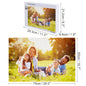 Family assembling a personalised photo jigsaw puzzle together — a screen-free activity that promotes relaxation and problem-solving for all ages