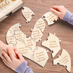 Personalised Wooden Love Puzzle Box with Engraved Reasons - Unique Anniversary Gift