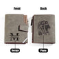 Top-down view of customised PU leather wallet with photo and text — personalised photo wallet for him