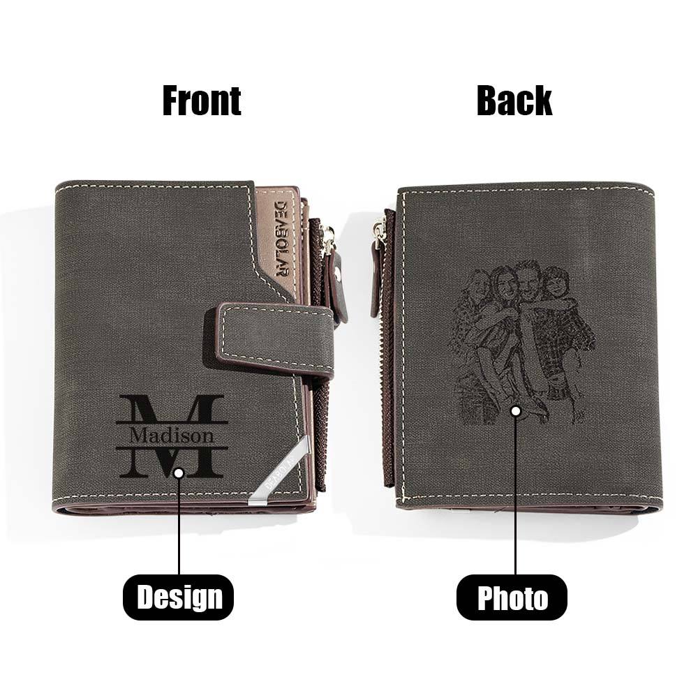 Personalised foldable wallet placed beside watch and keys — stylish gift for husband, son or friend