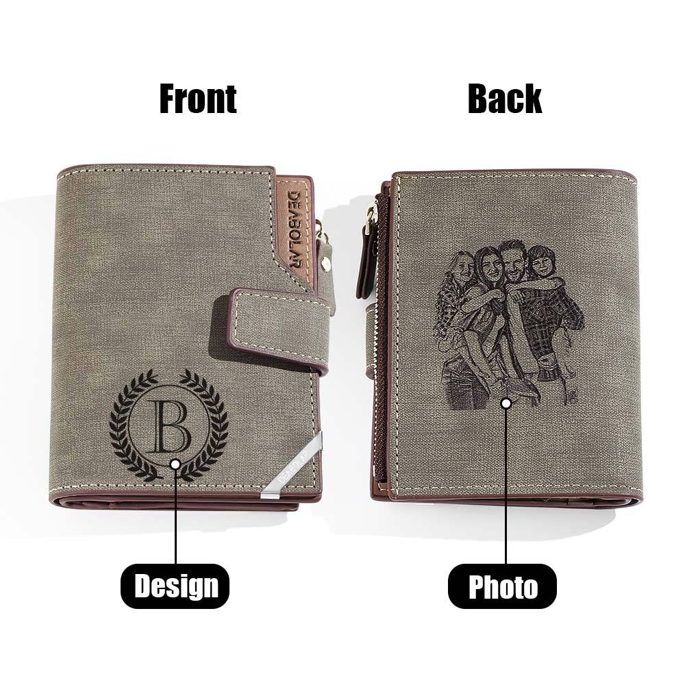 Gift presentation of personalised photo wallet with ribbon — ideal Father's Day or birthday gift for him