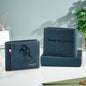 PU leather foldable wallet filled with cards and cash to demonstrate compact size and practical card capacity — men's personalised wallet