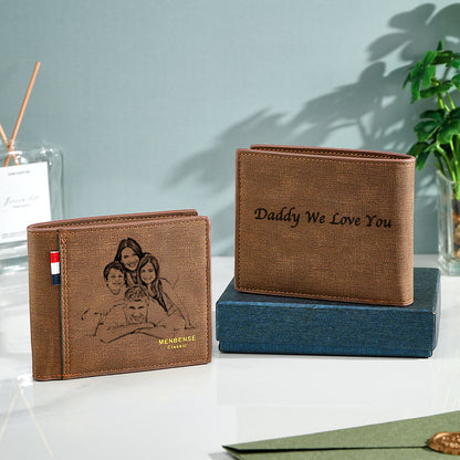 Compact personalised wallet fitting into a shirt pocket to demonstrate portable foldable design — ideal men's travel and everyday wallet