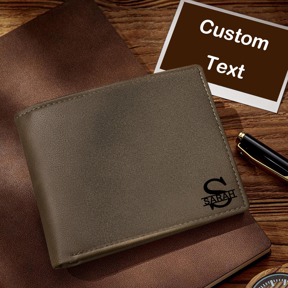Personalised Men's Engraved Leather Wallet – RFID & Anti-Theft, Light Brown