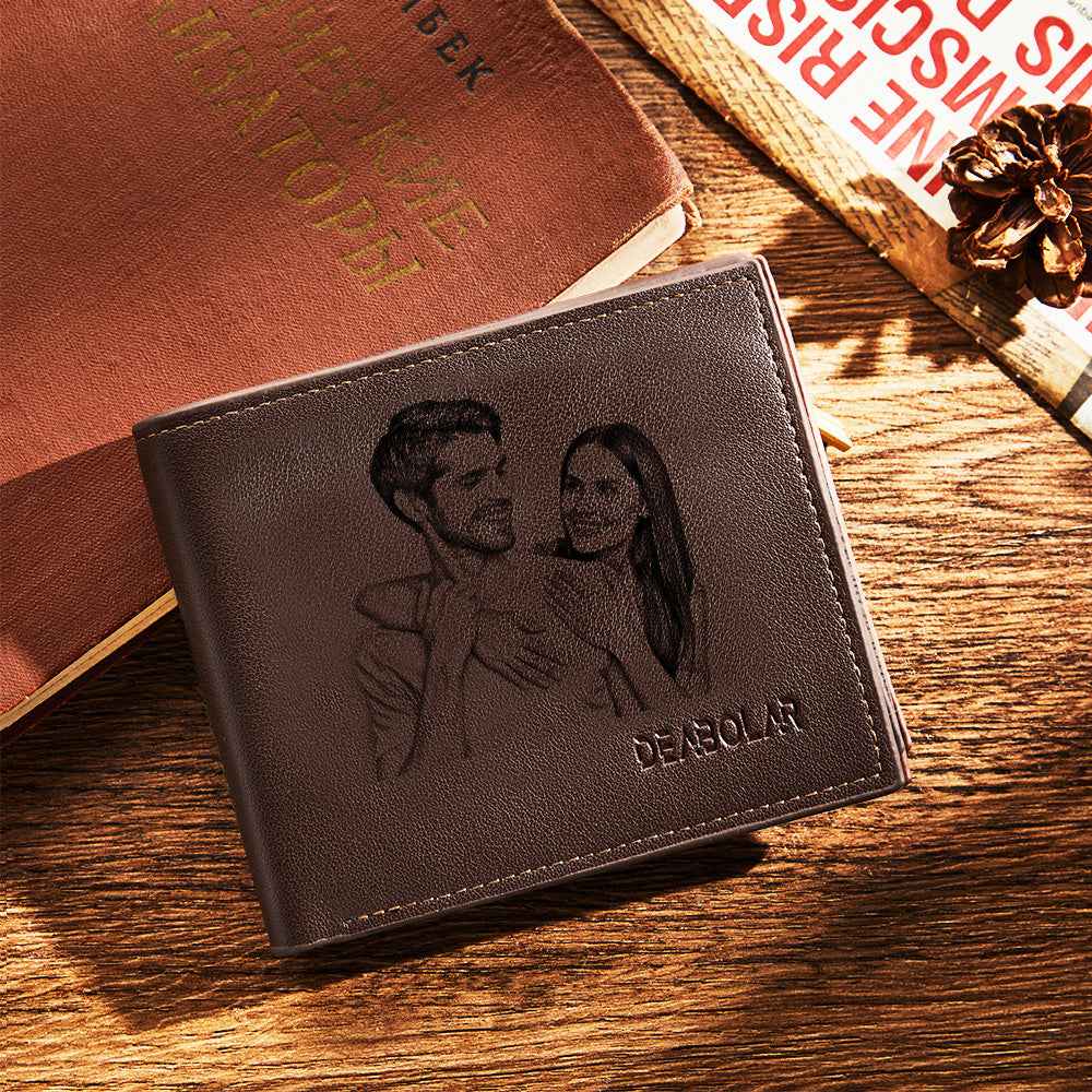 To My Husband Wallet Personalized Photo Wallet Leather Wallet Engraved Wallet - Leather