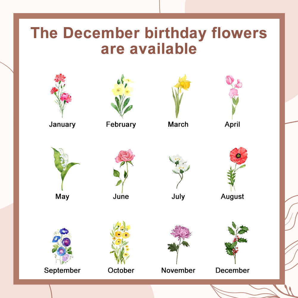 Gift-ready personalised birth flower card holder in stylish packaging — ideal anniversary or thank-you present