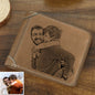 Personalised grey bifold wallet with custom photo printed on the exterior, ideal personalised wallet for dad