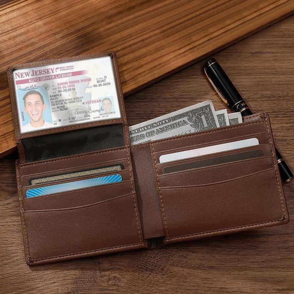 Custom Engraved Billfold Anti-Theft Brush RFID Protected Wallet for Men