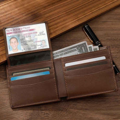 Custom Engraved Billfold Anti-Theft Brush RFID Protected Wallet for Men
