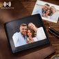 Personalised leather photo wallet for men with UV-printed family photo on PU leather, RFID-blocking anti-theft compact wallet