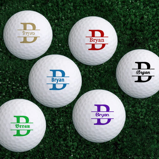 Personalised monogram golf balls set of 6 – custom printed golf balls with initials, perfect gift for a golf lover or corporate giveaway