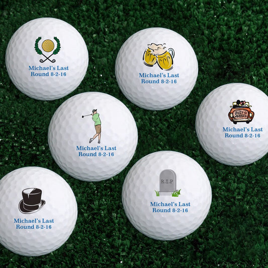Personalised golf ball set of 6 – white golf balls with custom printed name or logo, ideal personalised golf gift for Father's Day, birthdays and corporate events