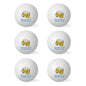 Close-up of a personalised golf ball showing crisp custom printed initials and logo on a white ball, perfect for groomsmen gifts and tournament prizes
