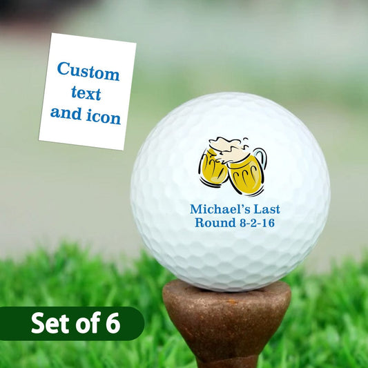 Personalised golf ball set of 6 – white golf balls with custom printed name or logo, ideal personalised golf gift for Father's Day, birthdays and corporate events