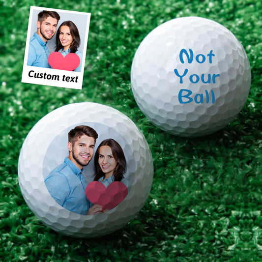 Personalised golf ball with photo and custom text – single UV double‑sided printed ball, perfect custom photo golf ball gift