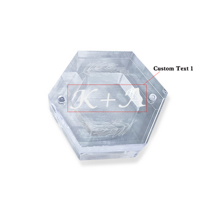 Personalised Acrylic & Walnut Wedding Ring Box - Custom Hexagonal Jewelry Gift