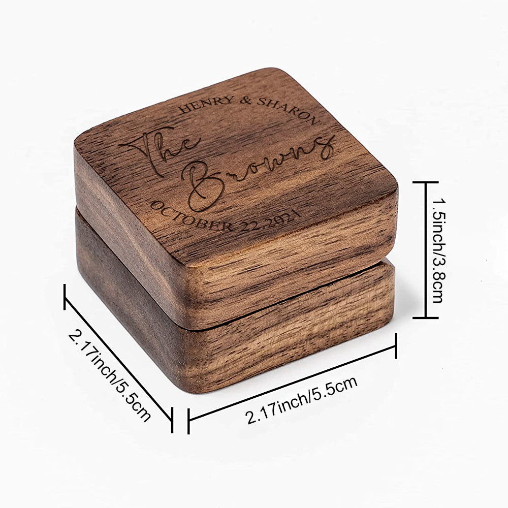 Personalised Engraved Wooden Ring Box | Custom Anniversary Gift for Her