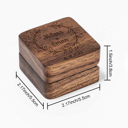 Personalised Engraved Wooden Ring Box | Custom Anniversary Gift for Her