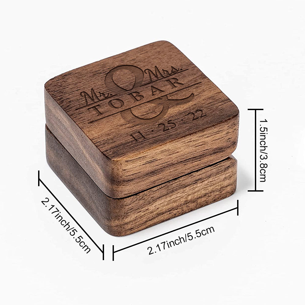 Personalised Engraved Wooden Ring Box | Custom Anniversary Gift for Her