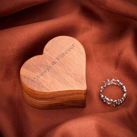 Wedding Engraved Ring Box Personalized Heart-Shaped Proposal Ring Box