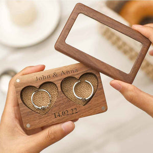 Engraved Love Ring Box Personalized Visible Jewelry Packaging Box for Couples