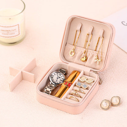 Travel jewellery organiser open with necklace hooks and cushioned ring roll – personalised gift for her