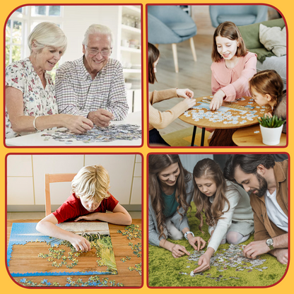 Flat-lay of completed personalised photo jigsaw Advent calendar — festive image revealed after 24 days, ideal Christmas gift