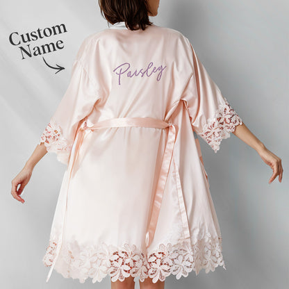 Personalised Embroidered Bride & Bridesmaid Robes - Wedding Getting Ready Outfits