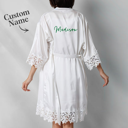 Personalised Embroidered Bride & Bridesmaid Robes - Wedding Getting Ready Outfits